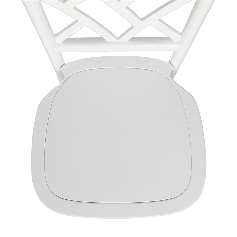 Commercial Solid Wood Stackable Dining Chair with Intricate Back Detail in White