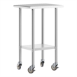Commercial Stainless Steel 18 Gauge Work Table with Undershelf and Casters-24x18