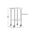 Commercial Stainless Steel 18 Gauge Work Table with Undershelf and Casters-24x18