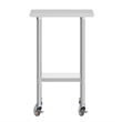 Commercial Stainless Steel 18 Gauge Work Table with Undershelf and Casters-24x18
