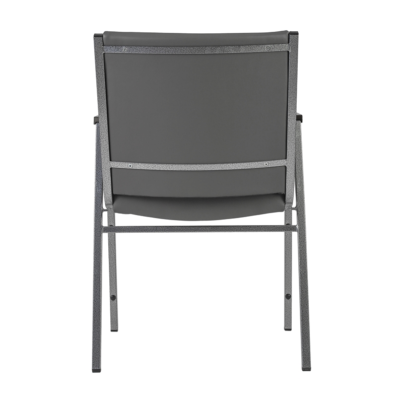 Heavy Duty Gray Vinyl Stack Chair with Arms - Reception Furniture