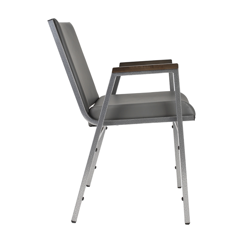 Heavy Duty Gray Vinyl Stack Chair with Arms - Reception Furniture