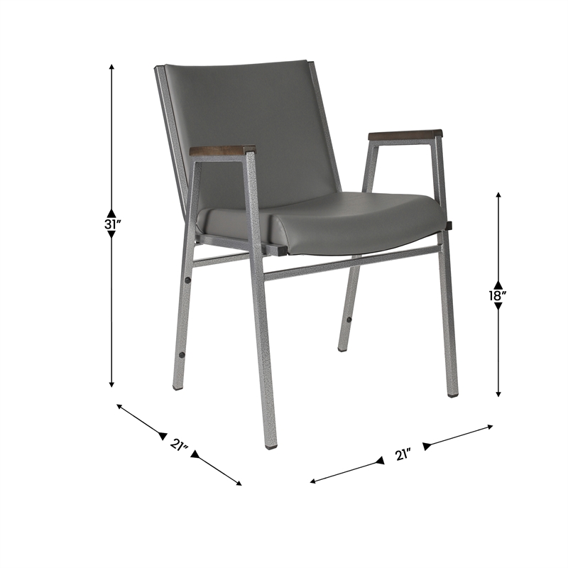 Heavy Duty Gray Vinyl Stack Chair with Arms - Reception Furniture