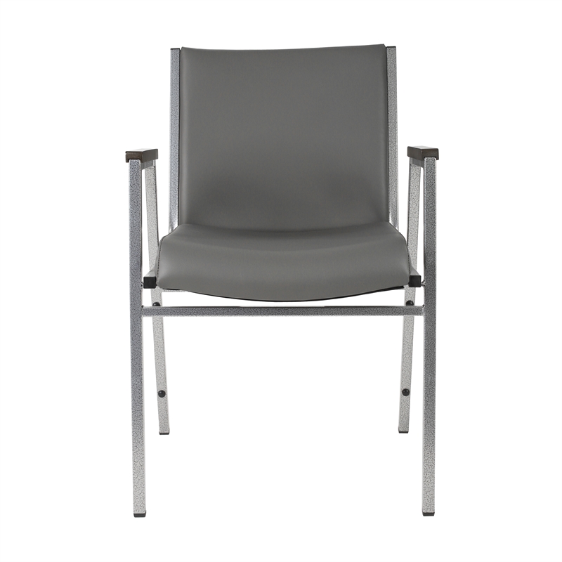 Heavy Duty Gray Vinyl Stack Chair with Arms - Reception Furniture