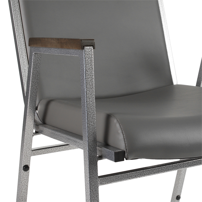 Heavy Duty Gray Vinyl Stack Chair with Arms - Reception Furniture