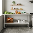 Commercial Stainless Steel 18 Gauge Work Table with Undershelf and Casters-30x72