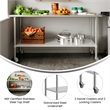 Commercial Stainless Steel 18 Gauge Work Table with Undershelf and Casters-30x72