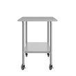 Commercial Stainless Steel 18 Gauge Work Table with Undershelf and Casters-30x72