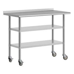 Commercial Stainless Steel Work Table with Backsplash and 2 Undershelves -24x48