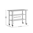Commercial Stainless Steel Work Table with Dual Undershelves and Casters - 24x48