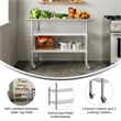 Commercial Stainless Steel Work Table with Dual Undershelves and Casters - 24x48