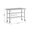 Commercial Stainless Steel Work Table with Backsplash and 2 Undershelves -24x60