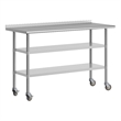 Commercial Stainless Steel Work Table with Backsplash and 2 Undershelves -24x60