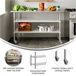 Commercial Stainless Steel Work Table with Dual Undershelves and Casters - 24x60