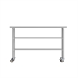 Commercial Stainless Steel Work Table with Dual Undershelves and Casters - 24x60