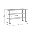 Commercial Stainless Steel Work Table with Dual Undershelves and Casters - 24x60