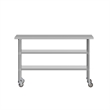 Commercial Stainless Steel Work Table with Dual Undershelves and Casters - 24x60