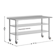 Commercial Stainless Steel Work Table with Backsplash and 2 Undershelves -30x72