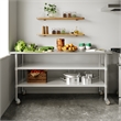 Commercial Stainless Steel Work Table with Dual Undershelves and Casters - 30x72