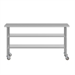 Commercial Stainless Steel Work Table with Dual Undershelves and Casters - 30x72