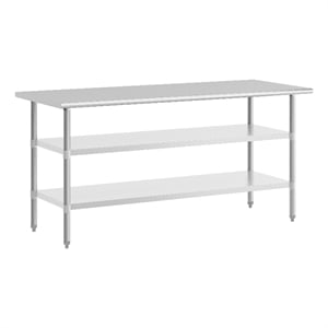 72&quotW x 30&quotD NSF Stainless Steel 18 Gauge Work Table with 2 Undershelves