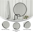 Wall Mount 30 Inch Shatterproof Round Accent Wall Mirror with Black Metal Frame