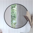 Wall Mount 30 Inch Shatterproof Round Accent Wall Mirror with Black Metal Frame