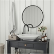 Wall Mount 30 Inch Shatterproof Round Accent Wall Mirror with Black Metal Frame