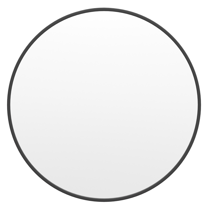 Wall Mount 30 Inch Shatterproof Round Accent Wall Mirror with Black Metal Frame