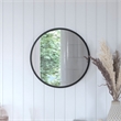 Wall Mount 20 Inch Shatterproof Round Accent Wall Mirror with Black Metal Frame