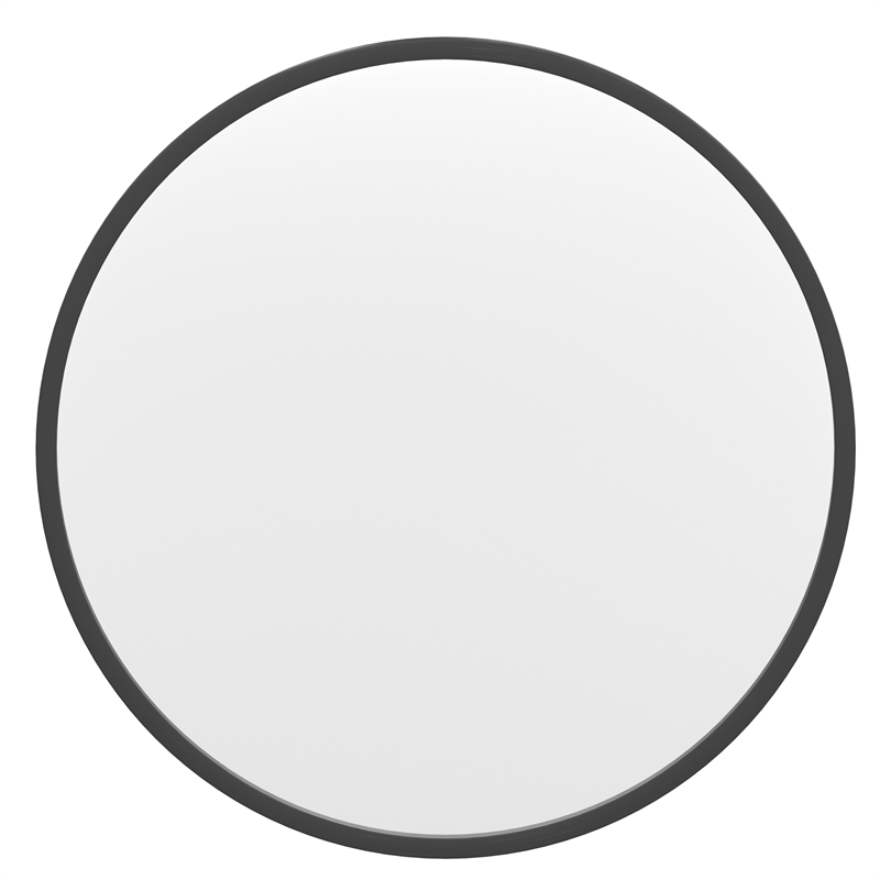 Wall Mount 20 Inch Shatterproof Round Accent Wall Mirror with Black Metal Frame