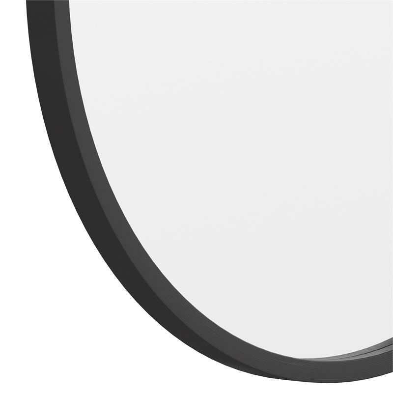 Wall Mount 20 Inch Shatterproof Round Accent Wall Mirror with Black Metal Frame