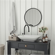 Wall Mount 24 Inch Shatterproof Round Accent Wall Mirror with Black Metal Frame