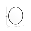 Wall Mount 24 Inch Shatterproof Round Accent Wall Mirror with Black Metal Frame