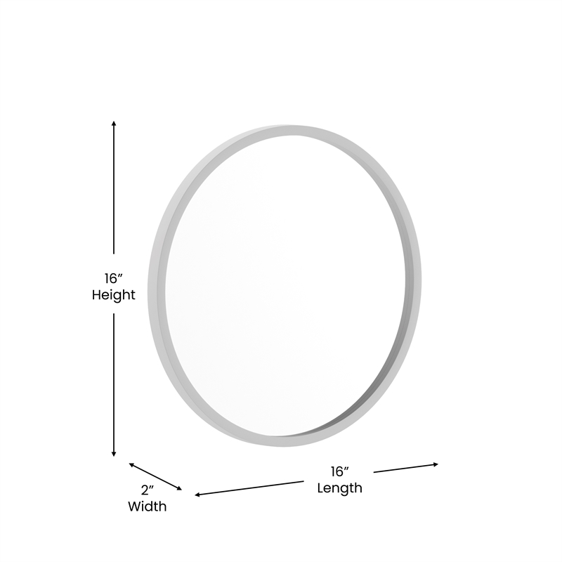 Wall Mount 16 Inch Shatterproof Round Accent Wall Mirror with Silver Metal Frame