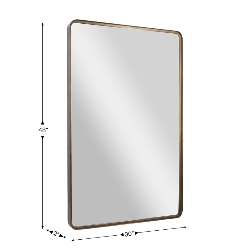 Large Rectangular Accent Mirror with 2 Inch Deep Iron Frame in Brnze - 48