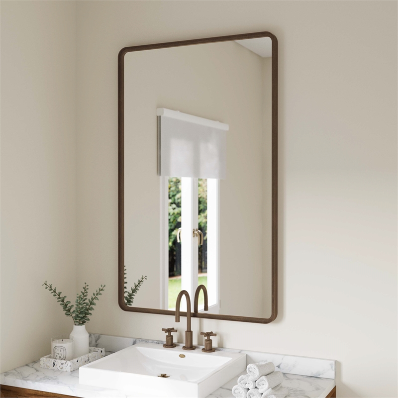 Large Rectangular Accent Mirror with 2 Inch Deep Iron Frame in Brnze - 48