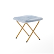 Double Folding Faux Fur Saucer Chair with 2 Ottomans - Dusty Aqua/Soft Gold