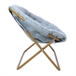 Double Folding Faux Fur Saucer Chair with 2 Ottomans - Dusty Aqua/Soft Gold