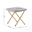 Double Folding Faux Fur Saucer Chair with 2 Ottomans - Gray/Soft Gold