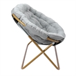 Double Folding Faux Fur Saucer Chair with 2 Ottomans - Gray/Soft Gold