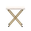 Double Folding Faux Shearling Saucer Chair with 2 Ottomans - Ivory/Soft Gold