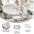 Double Folding Faux Shearling Saucer Chair with 2 Ottomans - Ivory/Soft Gold