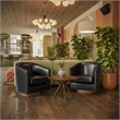 Classic Club Style Chair with 360 Swivel Base and Nail Trim - Black LeatherSoft