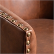 Classic Club Style Chair with 360 Swivel Base and Nail Trim - Brown LeatherSoft