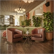 Classic Club Style Chair with 360 Swivel Base and Nail Trim - Brown LeatherSoft