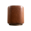 Classic Club Style Chair with 360 Swivel Base and Nail Trim - Brown LeatherSoft