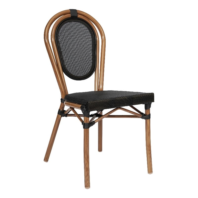All-Weather Commercial Paris Chair with Natural Metal Frame-Black
