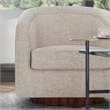 Traditional Club Style Accent Chair with 360 Swivel Metal Base in Cream Fabric