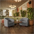 Traditional Club Style Accent Chair with 360 Swivel Metal Base in Gray Fabric
